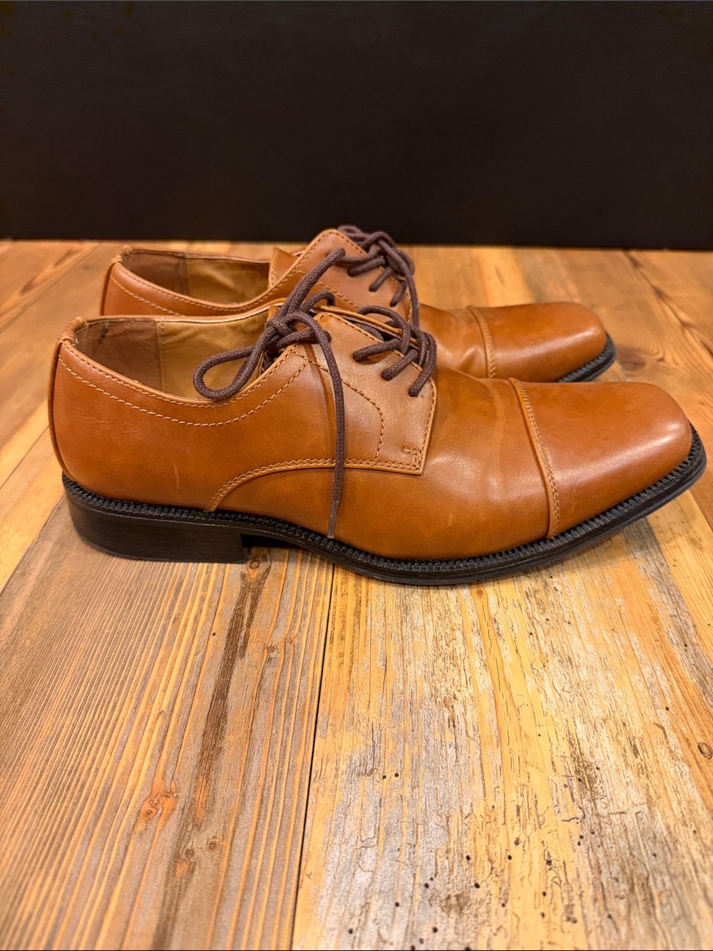 Alfani Men's Classic Cap-Toe Dress Shoes in Cognac Brown